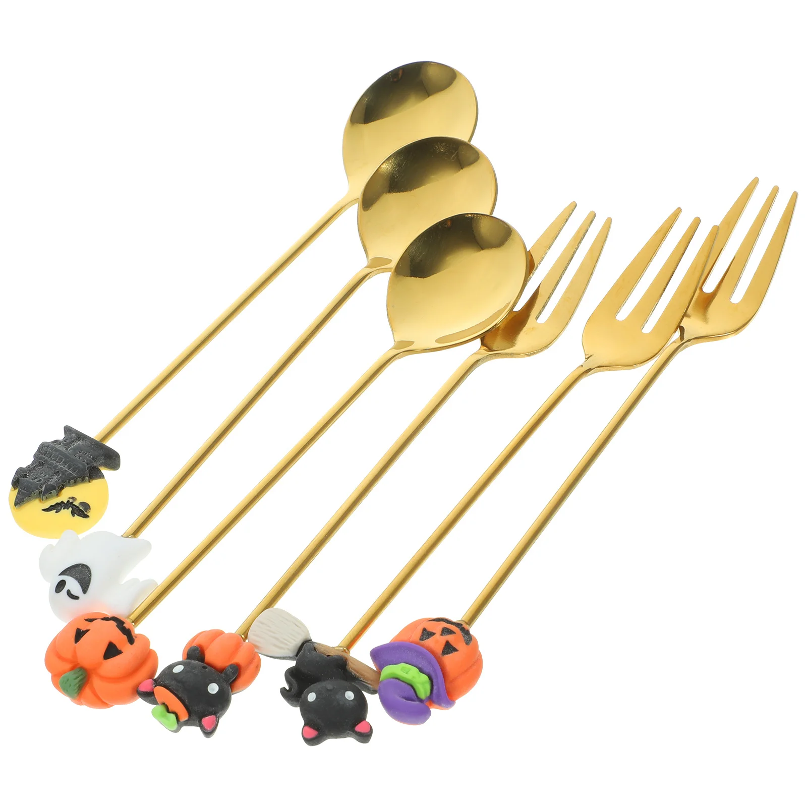 

1 set 1 Set Stainless Steel Fork Spoon Set Cute Halloween Tableware For Dessert Fruit Meal Multi-Use Dinnerware Kitchen Cutlery