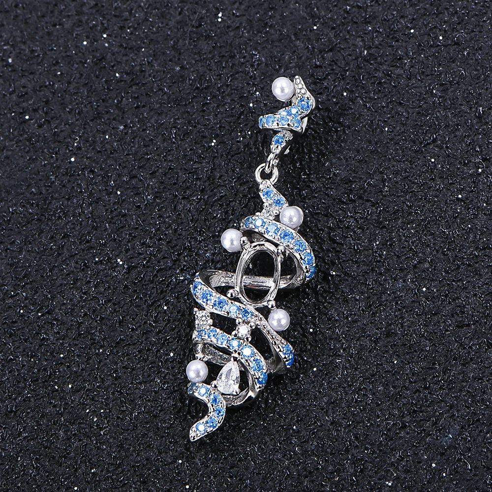 4*6mm Oval Pendant Setting Simple Pendant Base Christmas Tree Design 925 Silver Material Women's DIY Jewelry Pendant Accessories