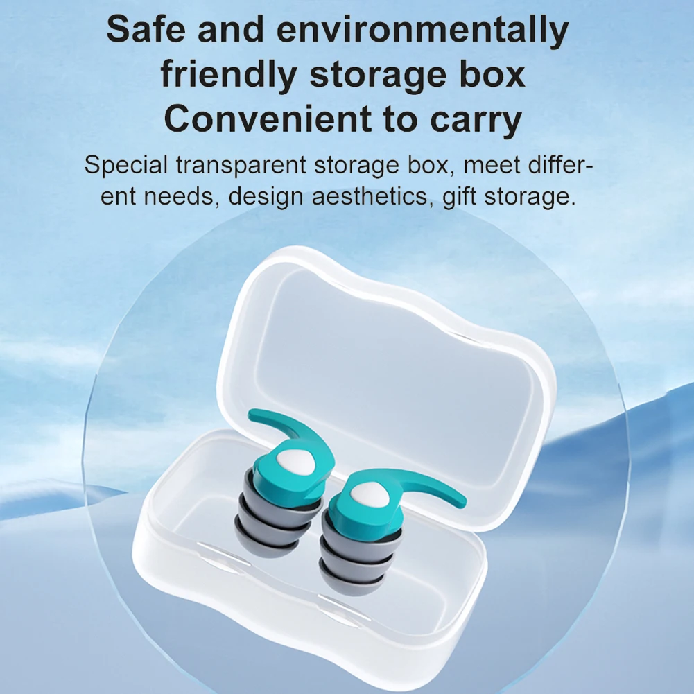 Reusable Silicone Anti-Noise Ear Plugs Waterproof Soundproof Ear Protection for Travel Work Sleep and Swimming