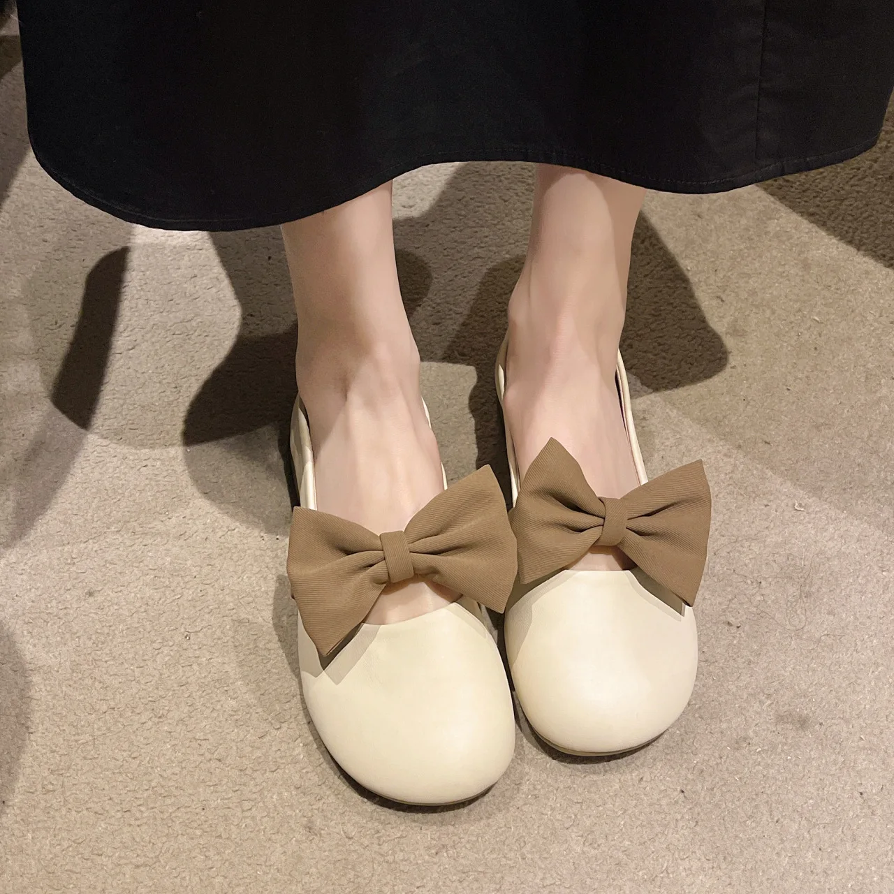 

Sweet bow shallow mouth casual single shoes for spring summer new low heel gentle temperament versatile women's shoes