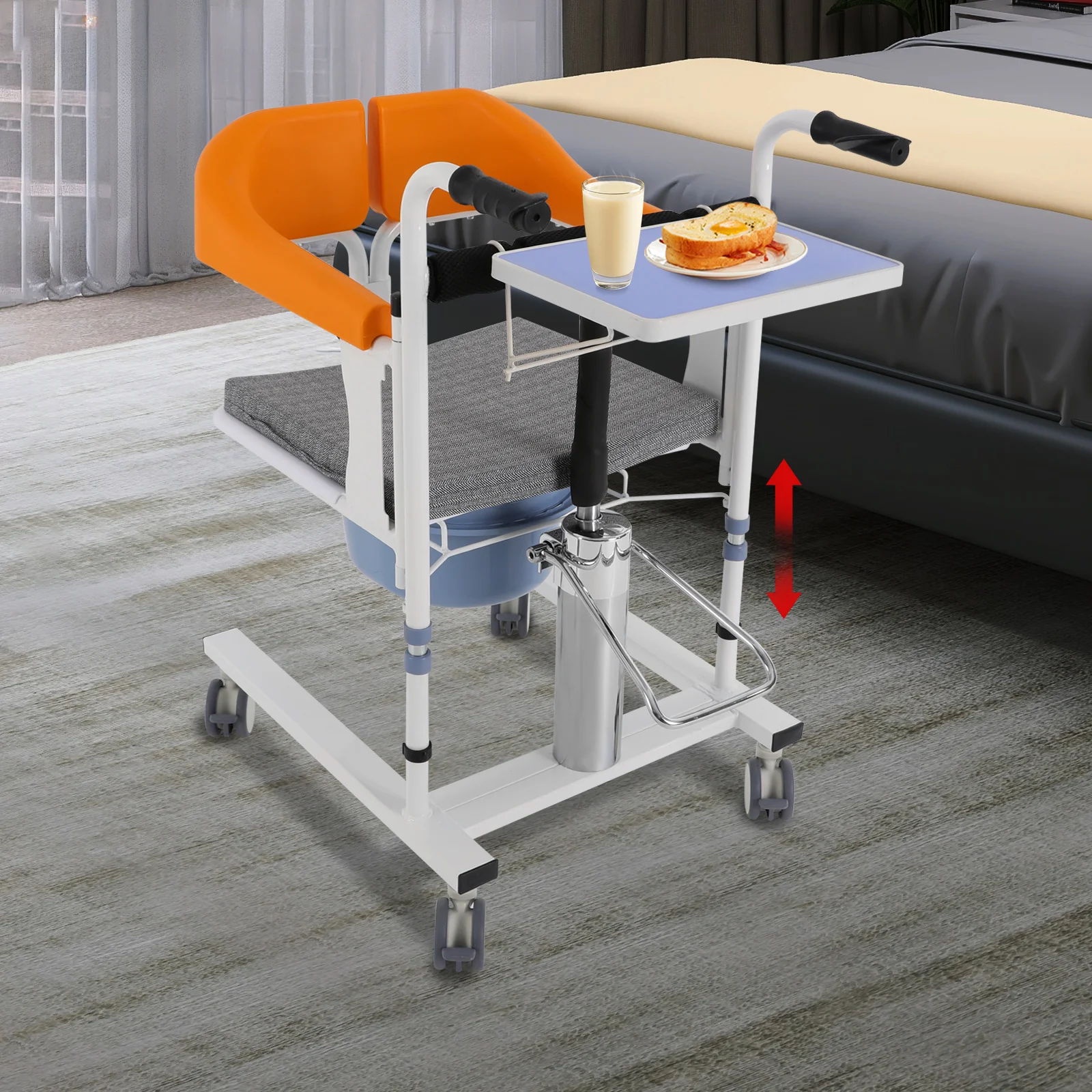 유압식 환자 리프트 휠체어, 180 °   접이식 등받이 휠체어 높이 조절 리프트 이동 의자 이동 간호 의자