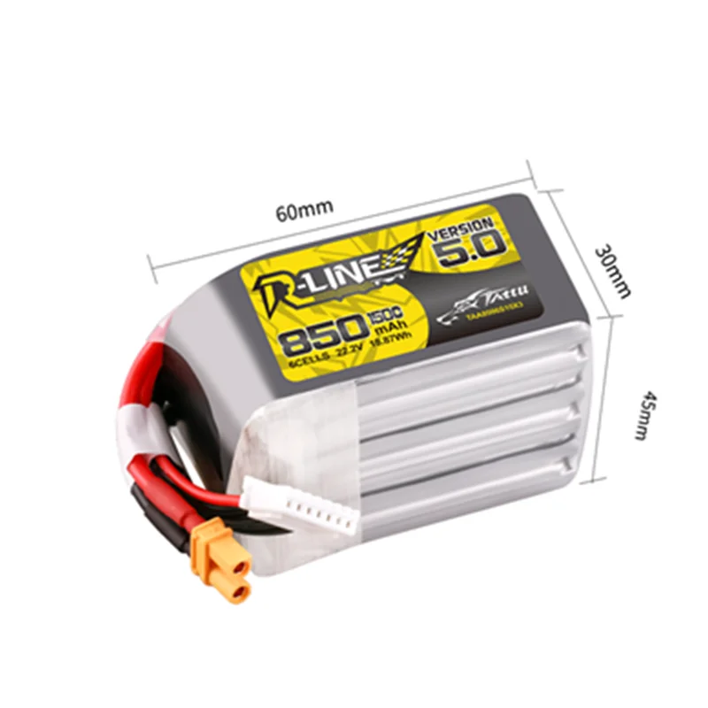 Tattu-r-line bateria lipo 5.0, 150c, 850mah, 22.2v, para rc helicóptero, quadcopter, fpv, peças zangão de corrida, original