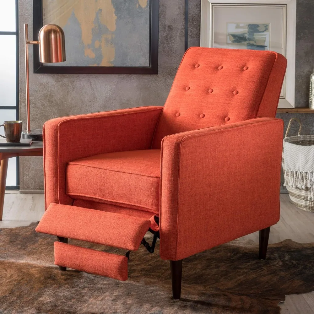 GDFStudio Macedonia Mid Century Modern Tufted Back Fabric Recliner (Muted Orange)