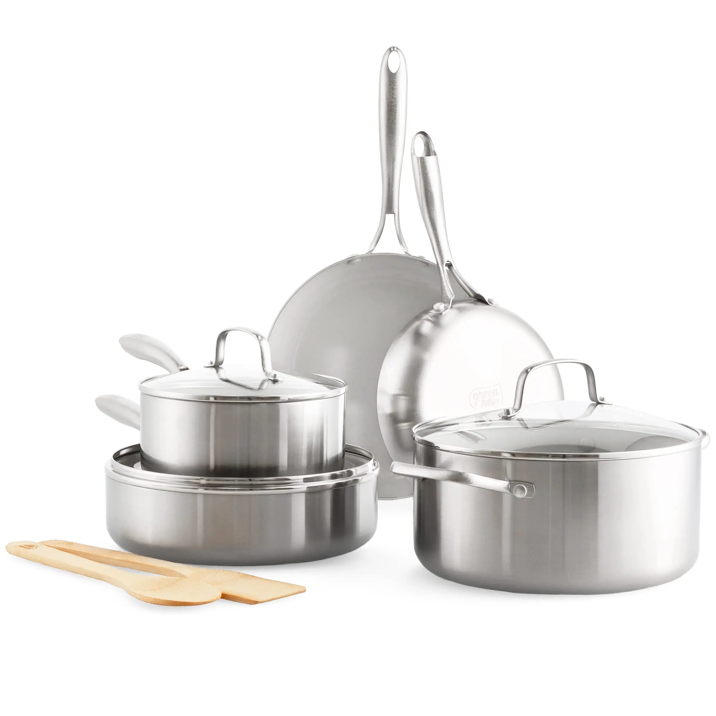 

10-Piece Tri-Ply Stainless Steel Cookware Set, PFAS-Free Ceramic Non-stick & Cool Touch Handles