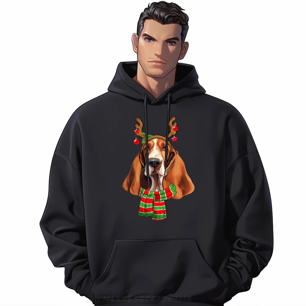 

Basset Hound Christmas Reindeer Antlers Dog Xmas Oversized Hoodies Graphic Sweatshirts St Patrick's Day