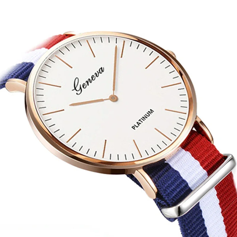 Fashion Unisex Geneva Super Thin Platimum Nylon Fabric Watch Sports Casual Clock For Men Women WristWatches Relojes Mujer 2022