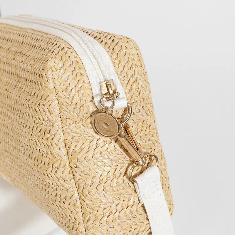 حقائب نسائية جديدة حقائب كتف منسوجة، حقائب كروس، حقائب شاطئ عصرية منسوجة على شكل عشب #2