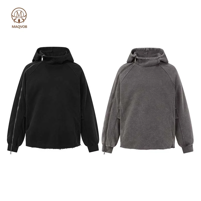 MAQVOB EU US Size Luxury Quality Casual Hoodie Street Wear Autumn Retro Oversize Winter Warm Zipper Hoodie Jacket