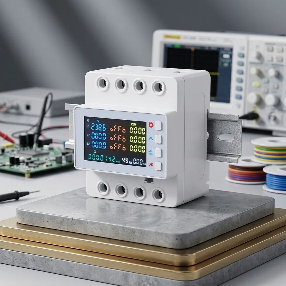 for Smart Three Phase Energy Meter 80A with WiFi Connectivity for TUYA App Remote Monitoring and Multi-Condition Protection