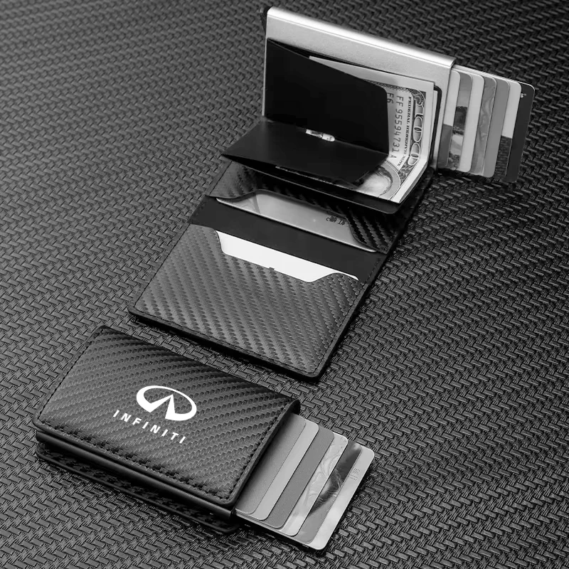 Car Rfid Wallets Automatic Pop-up Bank Credit Cardholder Case For Infiniti Q50 FX35 Q30 G37 Q70 QX70 G35 Q60 QX50 QX60 QX80 QX30