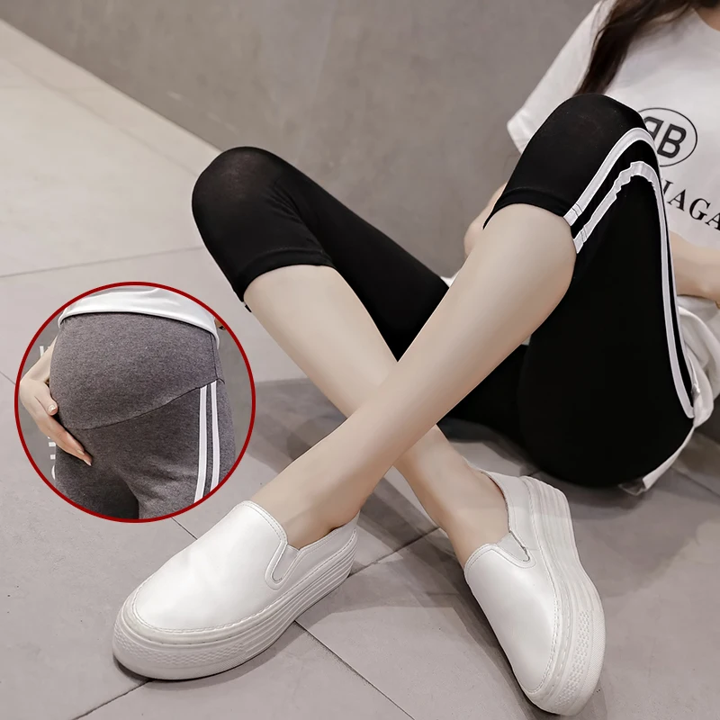 Pregnancy Leggings Summer Dress New Cropped Pants Side Outer Wear Maternity Pants Fashion All-match Belly Support Pregnancy