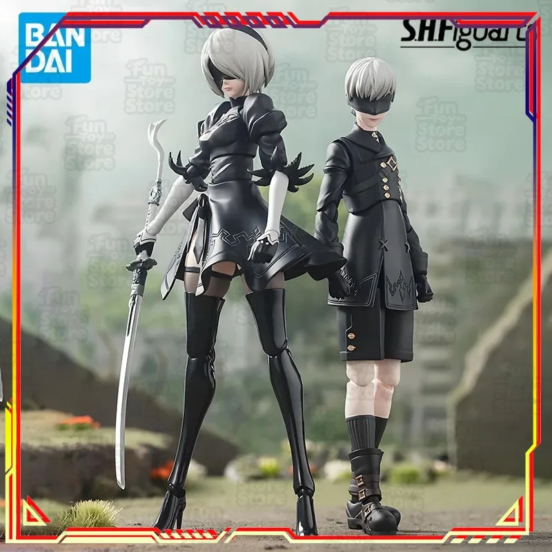 

BANDAI S.H.Figuarts NieR Automata 9S Action Figure Ver1.1a Anime Collectible Model Toy with Display Stand and Interchangeable