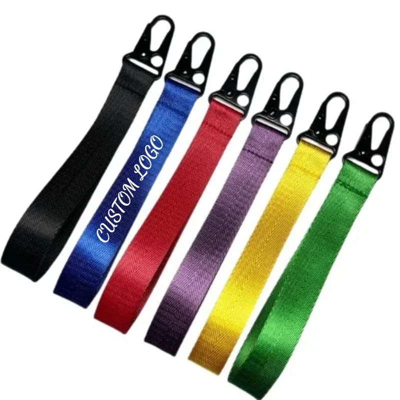 Custom Logo Motorcycle Polyster Key Chain Ring Personalize Eagle Beak Webbing Keychain Waist Strap Print Name Hanging Keyring