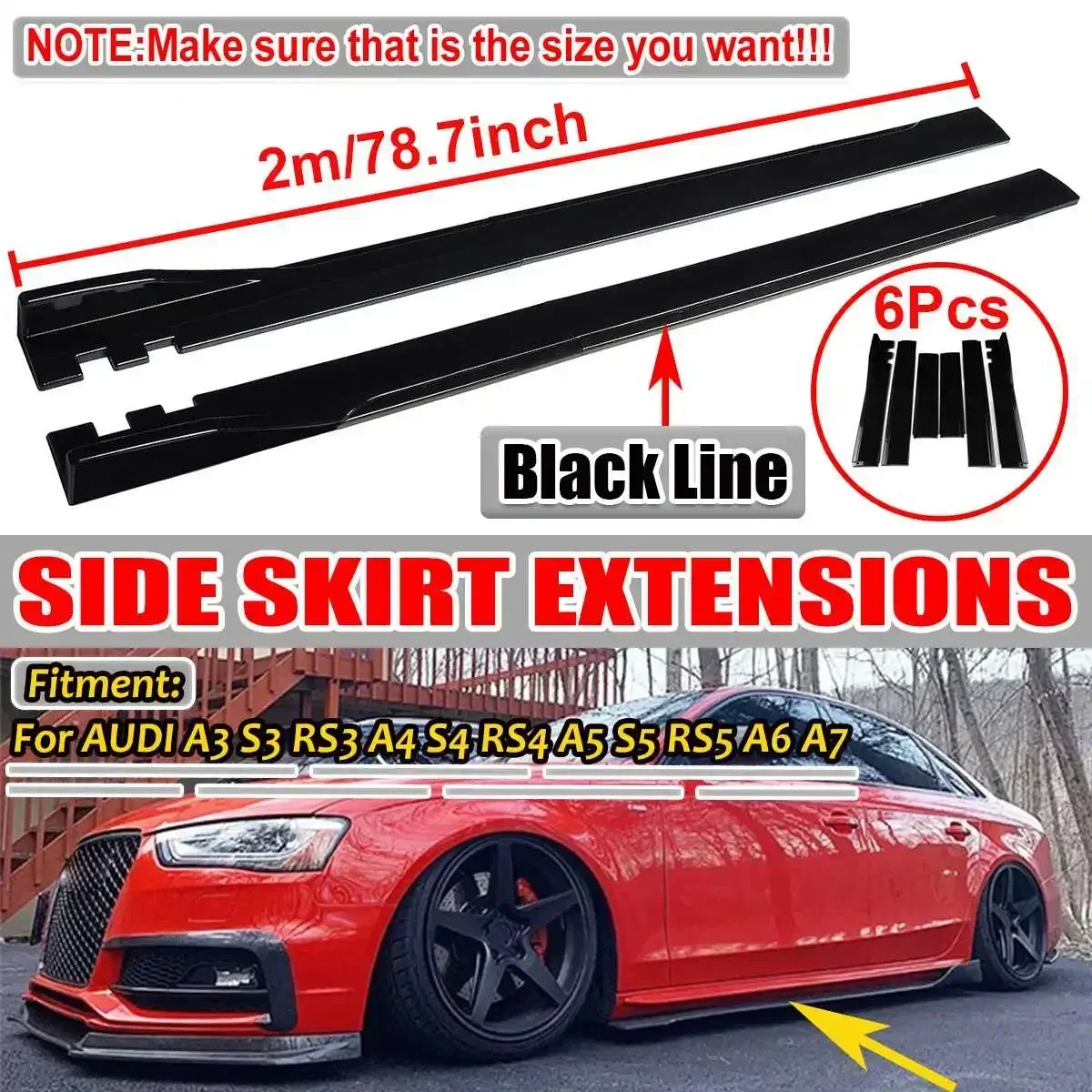 

2m 2.2m Side Skirt Extension Splitters Body Apron Lip Splitter Winglet For VW For Polo For GOLF mk5 mk6 mk7 For Jetta For Passat