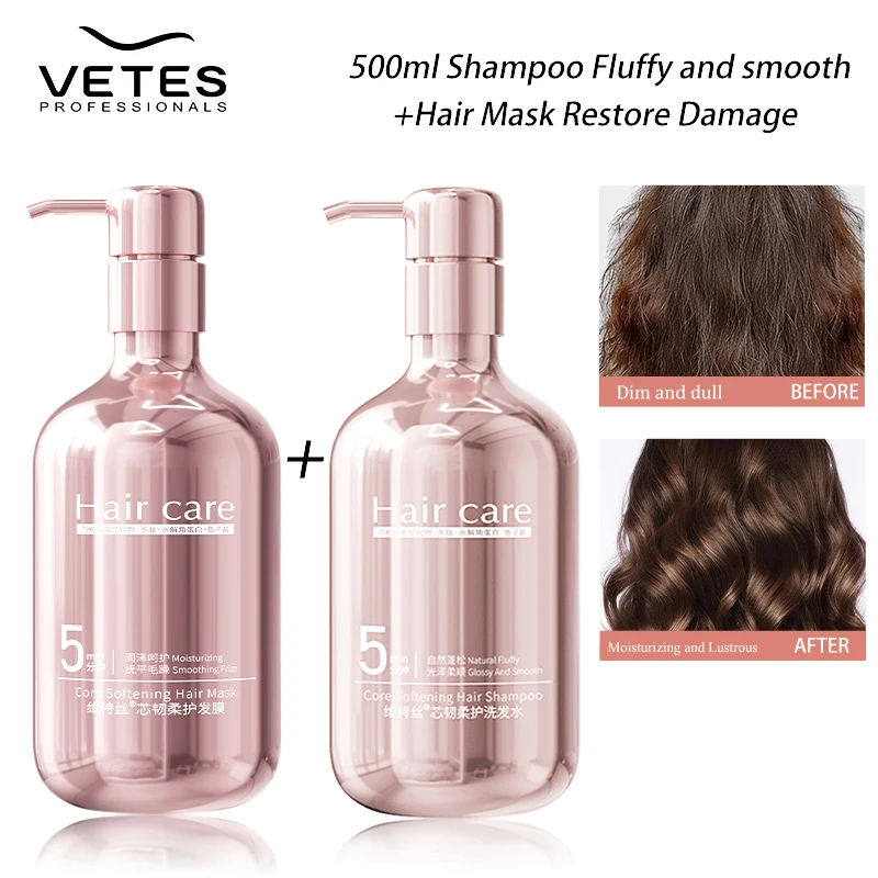 

Keratin Caviar Dual Nourishing Hair Mask Frizzy Hair 500ml Shampoo and Hair Mask Essence Soft Smooth For Dry Damaged Care Hair