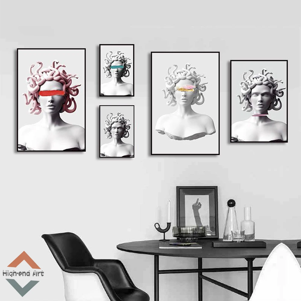 Modern Abstract Medusa Wall Art Poster Classic Greek Mythology Canvas Painting Home Living Room Bedroom Gallery Minimalist Decor