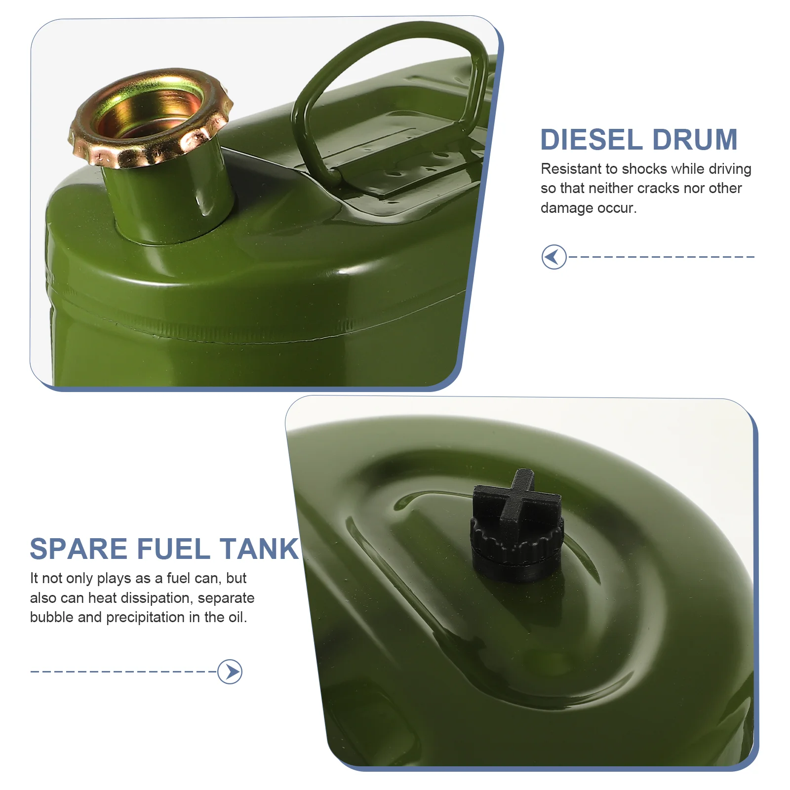 Gas Can Oil Barrel Container Gasoline Storage Portable 33x285cm Standby 10L Tank Green