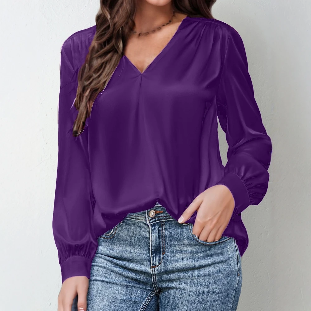 

Повседневная рубашка с круглым вырезом, стиль, удобный свободный женский топ, модная повседневная одежда без украшения