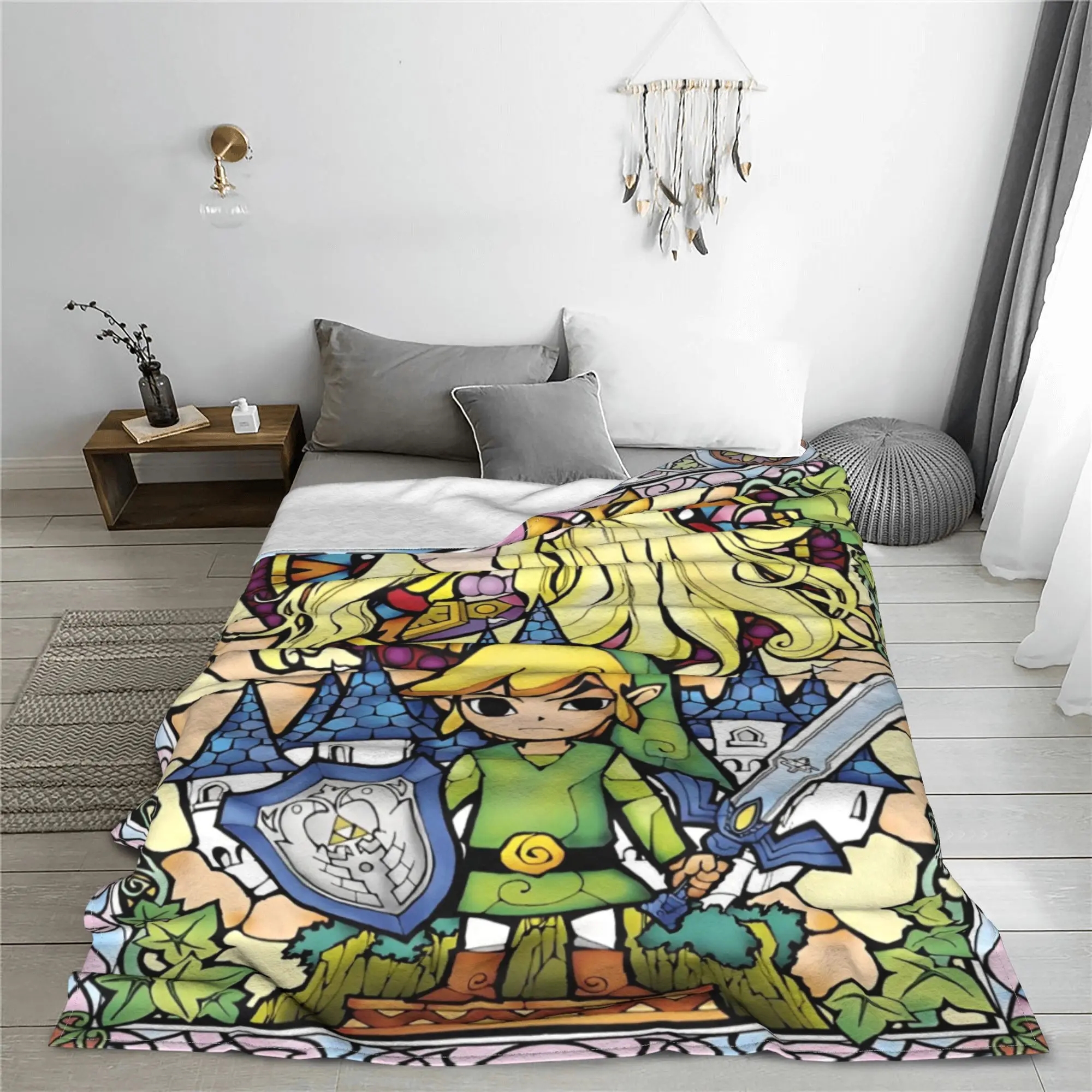 Z-Zeldas Cartoon Blanket Coral Fleece Plush Summer Air Conditioning Game Soft Throw Blankets for Bedding Travel Plush Thin Quilt