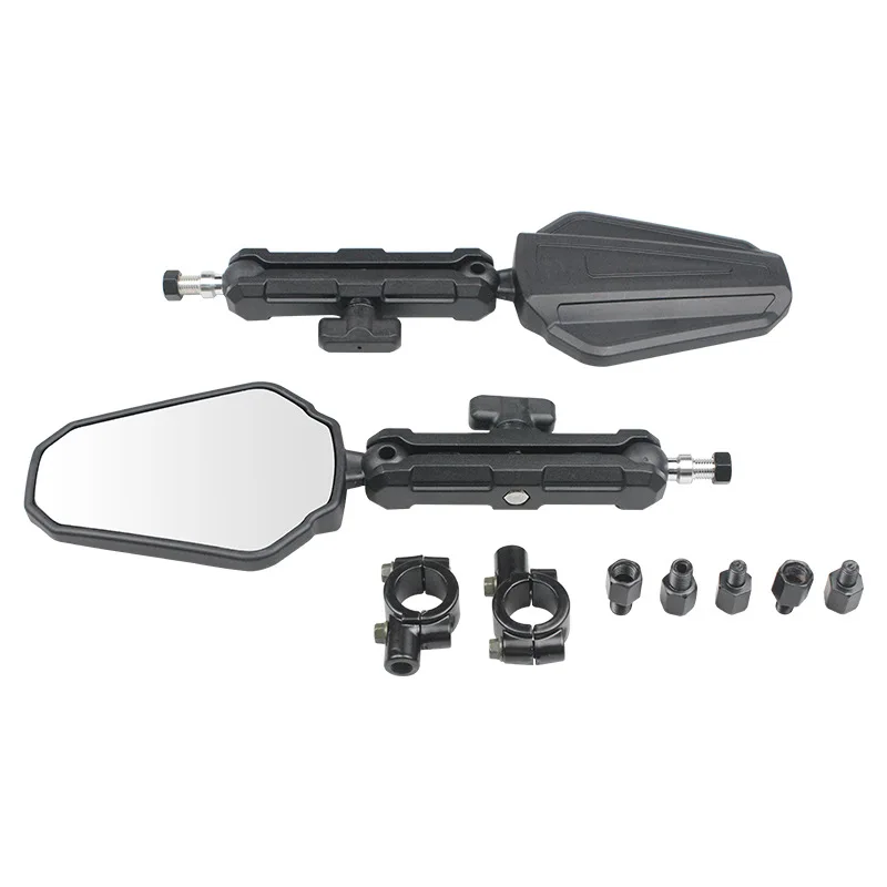 범용 오토바이 거울 각도 조절 가능한 접이식 핸들 바 사이드 미러 모험 먼지 거리 자전거 ATV와 호환 가능