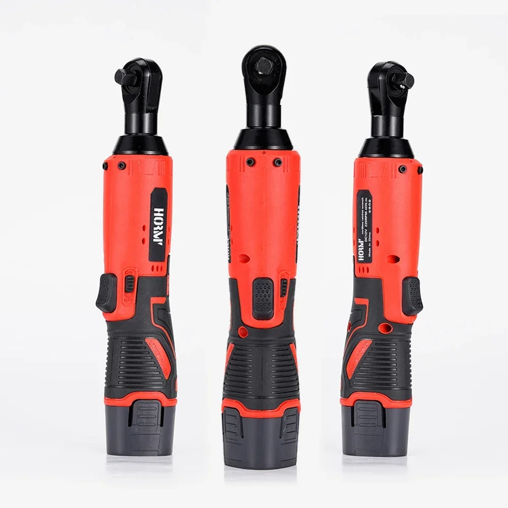 48N.m Cordless Electric Wrench 12V Rechargeable 3/8 Ratchet Wrench Angle Drill Screwdriver to Removal Screw Nut Car Repair Tool