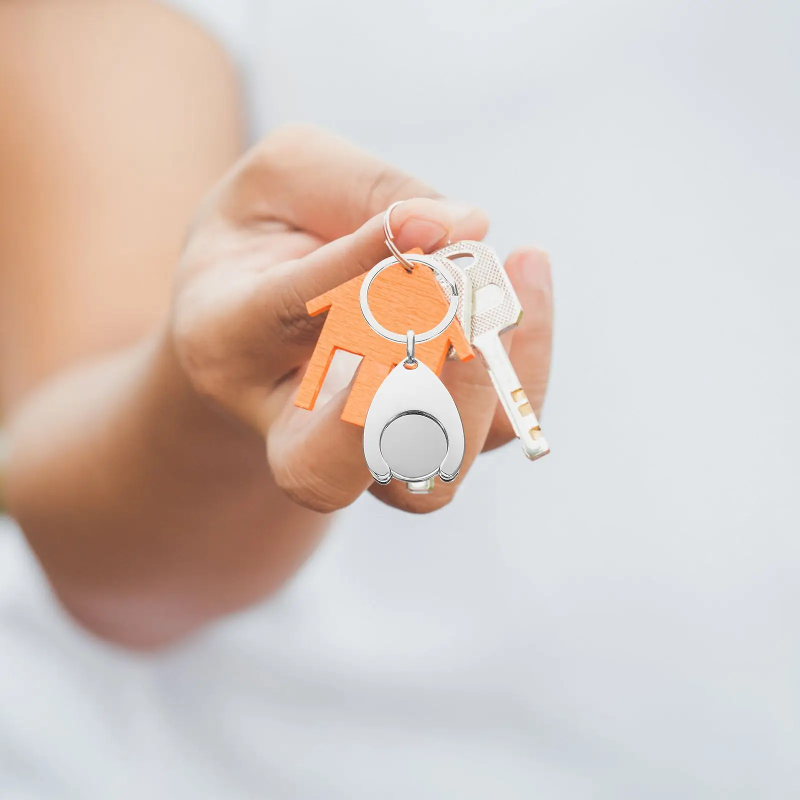 2 Pcs Portable Trolley Token Key Rings Metal Keychain Ornament Shopping Trolleys