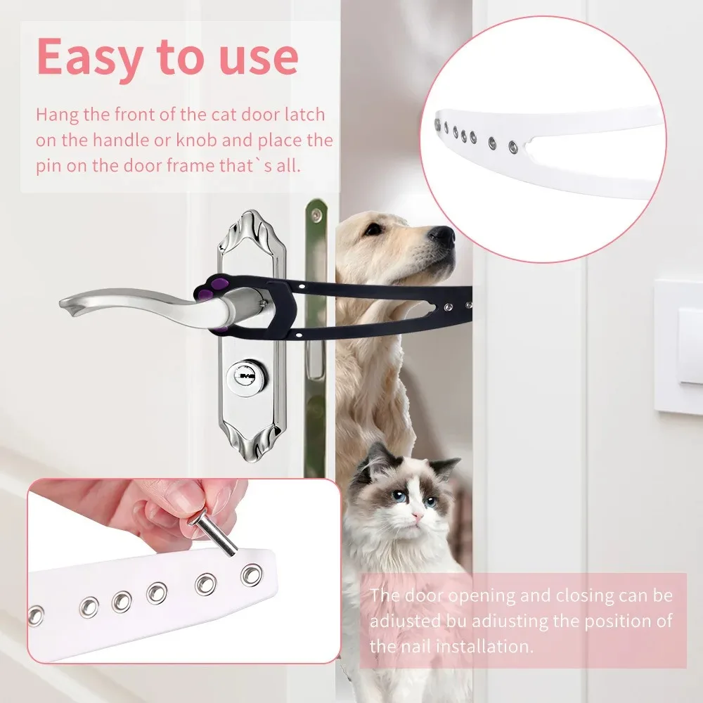1pc Black Pet Cat Door Holder Latch Prevents Dogs Enter Adjustable Elastic Gate Lock image 2
