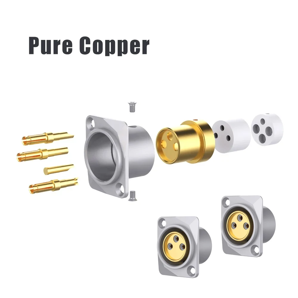 

Разъем XLR из чистой меди Monosaudio «папа-мама» 3-контактный адаптер для крепления на панели шасси с золотым/родиевым покрытием