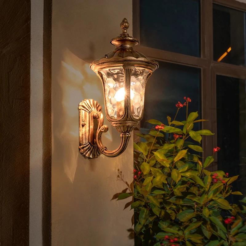 Europe Outdoor Wall Lamp Retro Porch Glass Light Exterior Waterproof Garden Nighting Lamps House Doorway Garage Patio Lighting