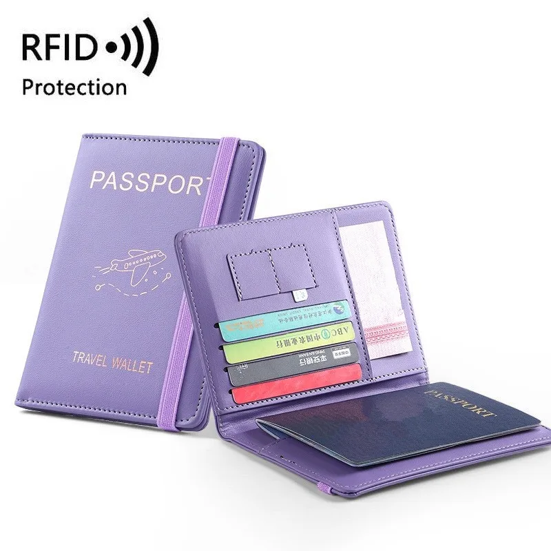 Funda multifunción para pasaporte, Funda de cuero Pu de gran capacidad, accesorio de almacenamiento de información necesario para viaje, artículo de