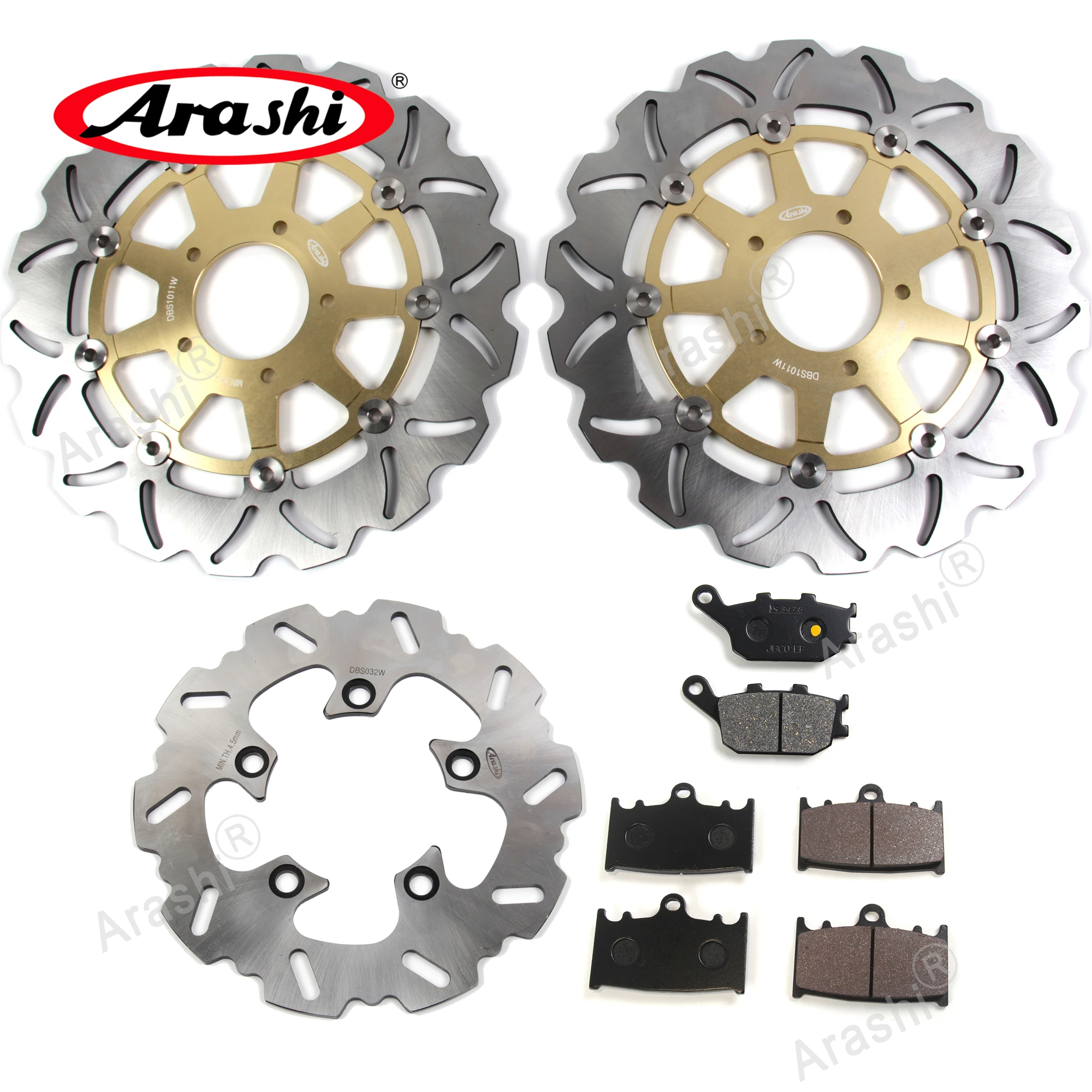 Arashi 1 Set CNC Floating Front Rear Brake Disc Rotor Brake Pads For SUZUZKI SV1000 SV1000S SV 1000  S 2003 2004 2005 2006 2007