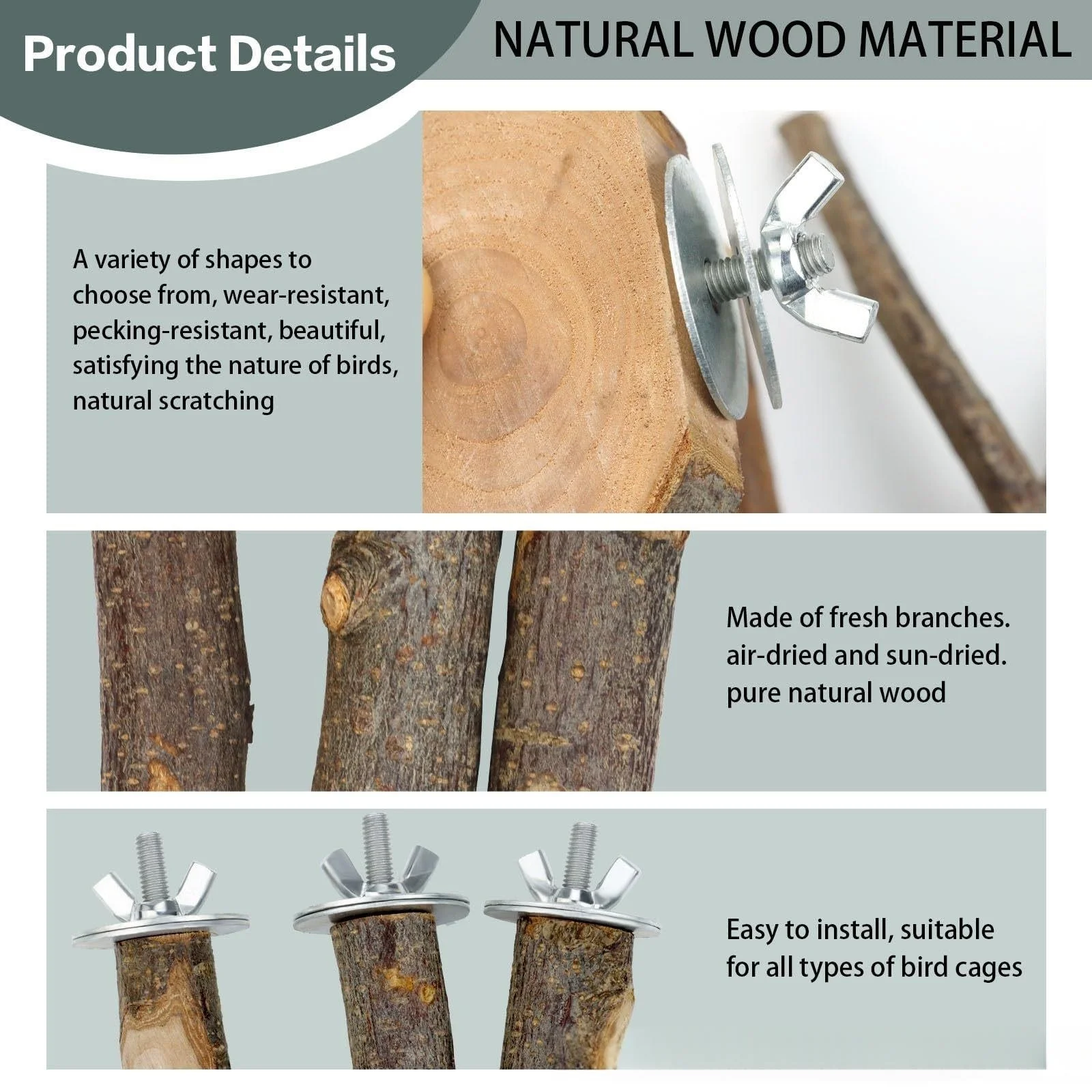 Natural Wood Bird Perches 5