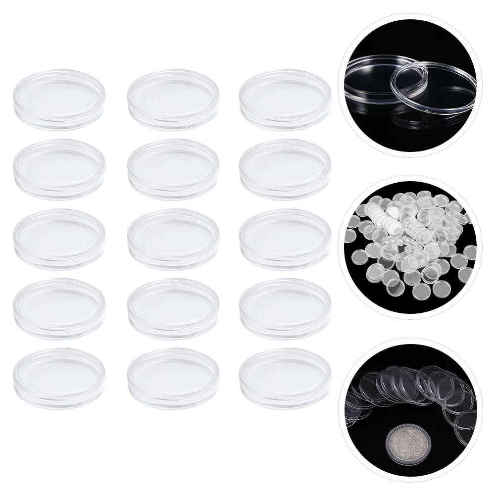 

50Pcs Acrylic Coin Collection Protection Box Transparent Plastic Organizer Display Case for Coins Medals Collectibles