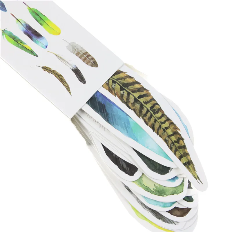 30pcs/Pack Cute Creative Colorful Feather Paper Bookmark Stationery Bookmarks Book Clip Office Accessories School Supplies