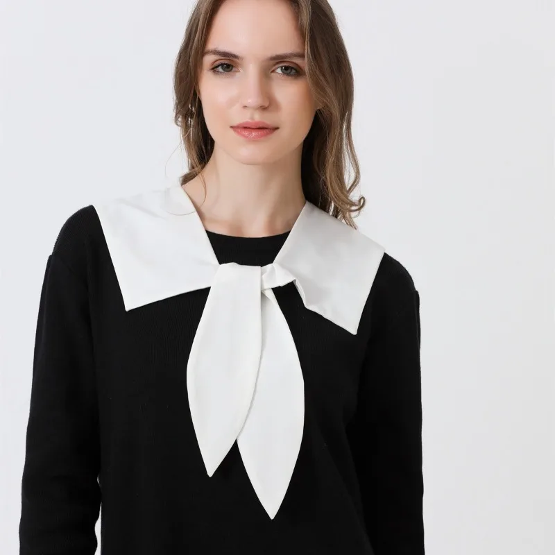 Bow tie suit collar small shawl women's spring and autumn outfit paired with skirt round neck shirt base decoration fake collar