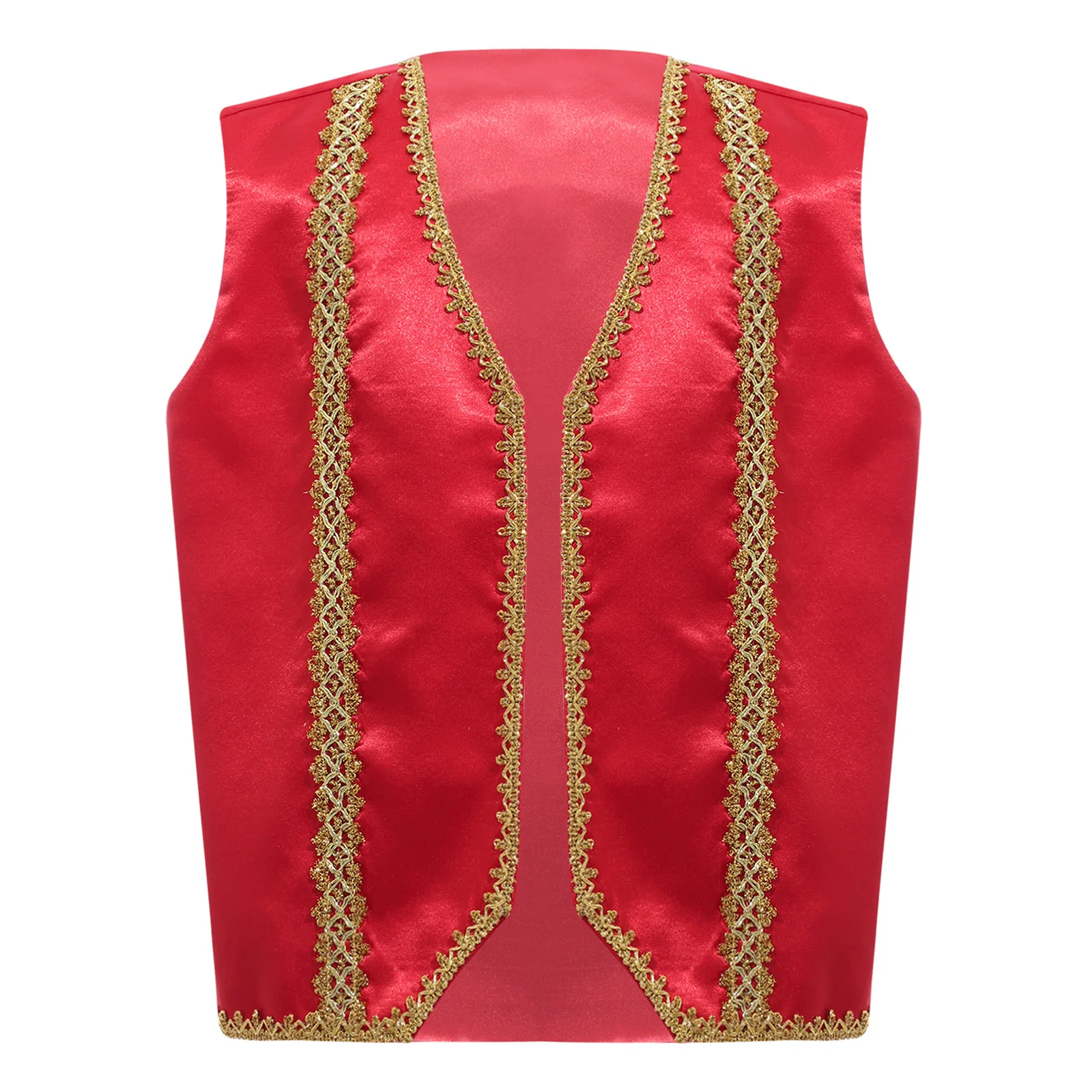 Kid Boys Girls Medieval Aristocrat Cosplay Waistcoat Halloween Theme Party Costume Gothic Arabian Prince Vest Golden Trim Jacket