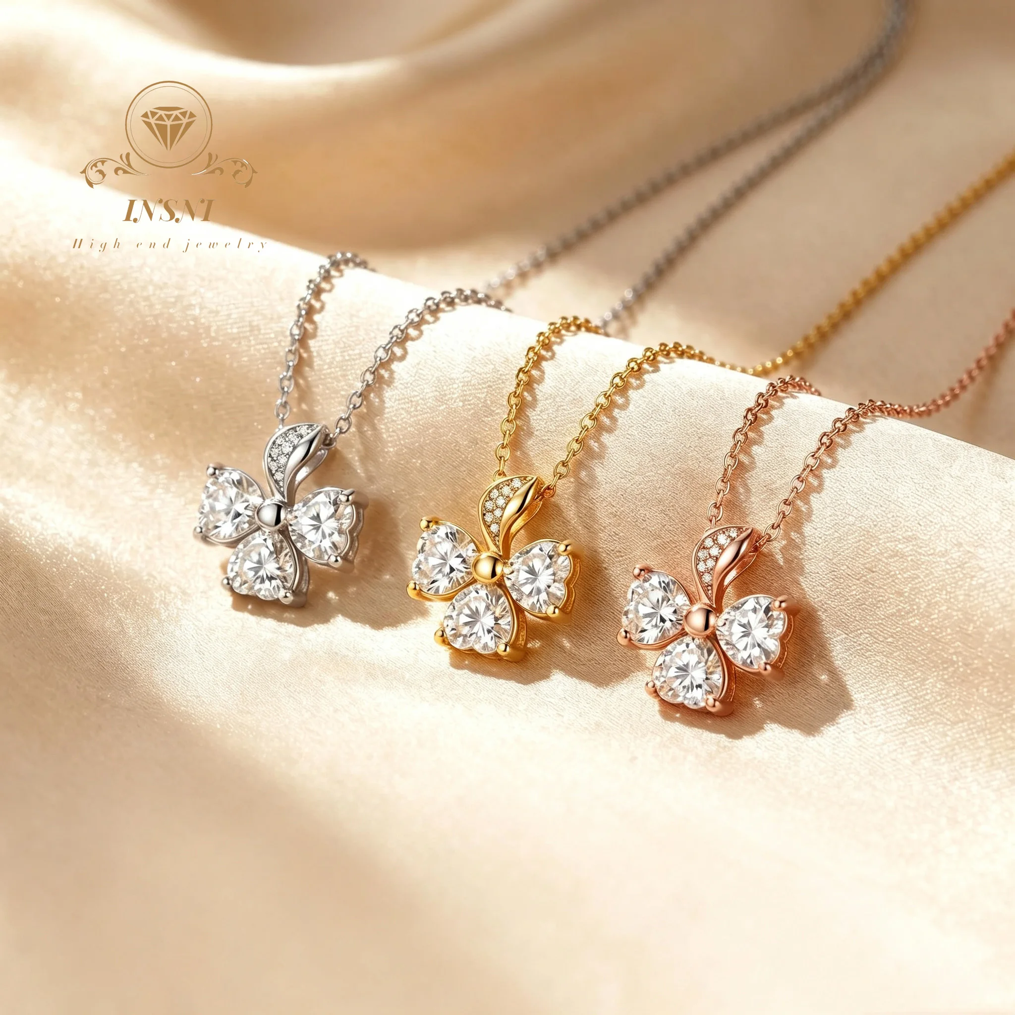S925 Silver 2.5 Carat Clover Love Moissanite Necklace Versatile Clavicle Chain Affordable Light Luxury Women's Jewelry Gift