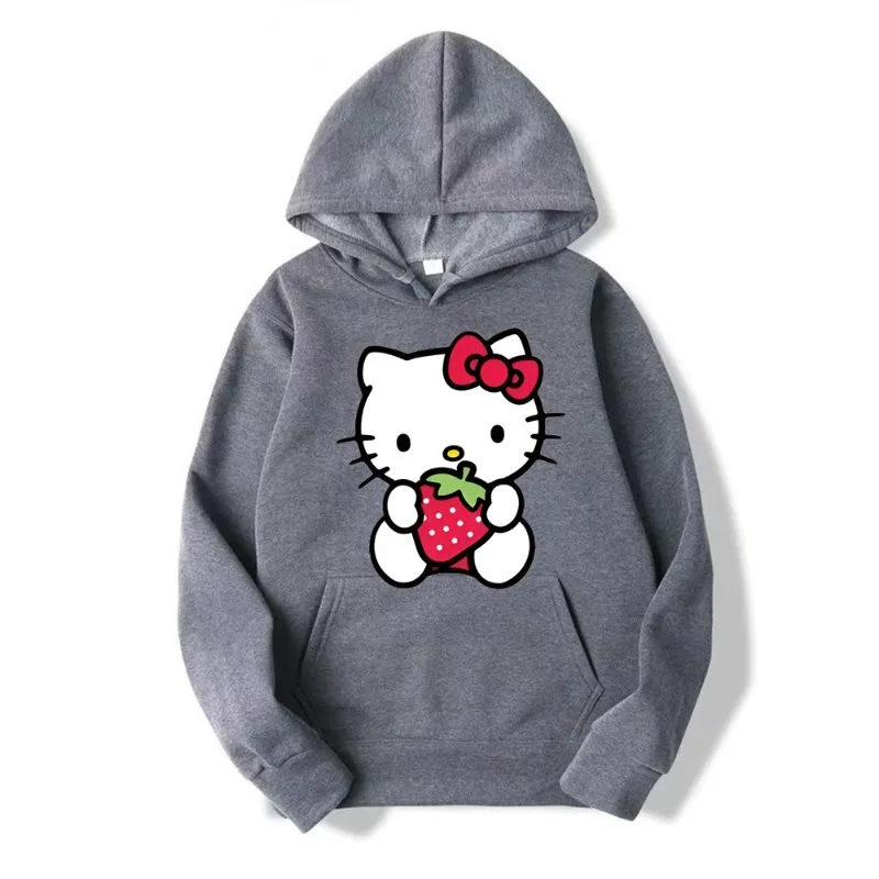 Women\'s Zipper Hoodie Autumn and Winter New Cute Kawaii Sanrio Hello Kitty Pattern Sweatshirt 2024 Streetwear Women\'s Clothing