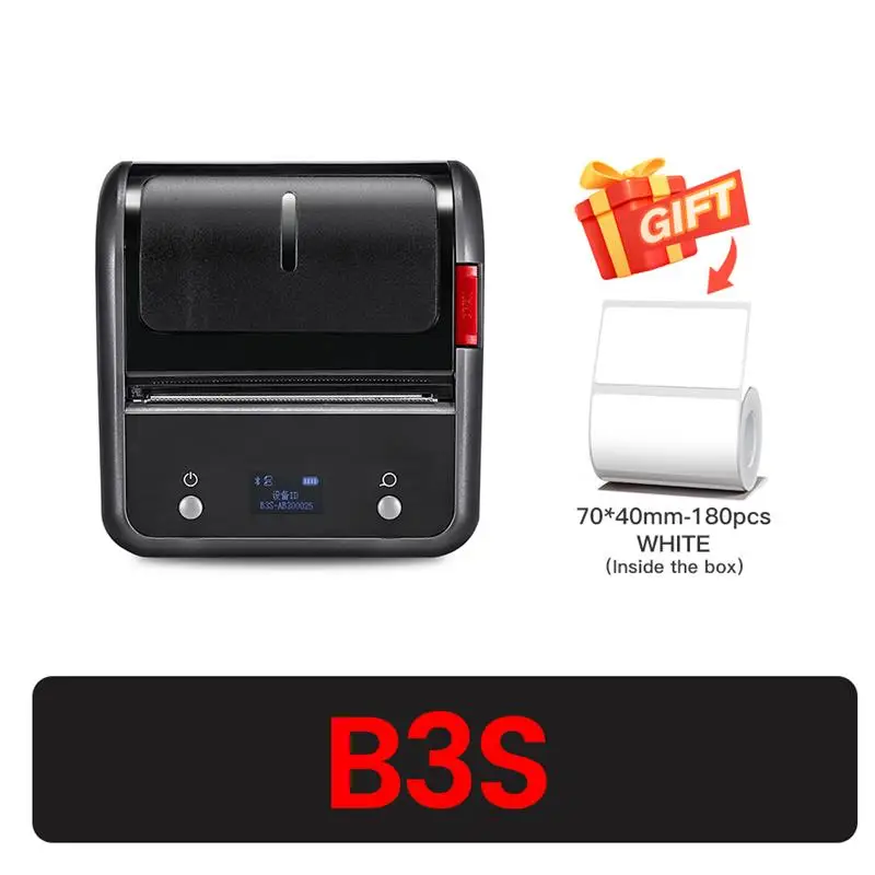 To B3S 3 inch Barcode Label Printer Wireless Thermal Sticker Maker Pocket Label Maker for Clothing Jewelry Commercia Paper