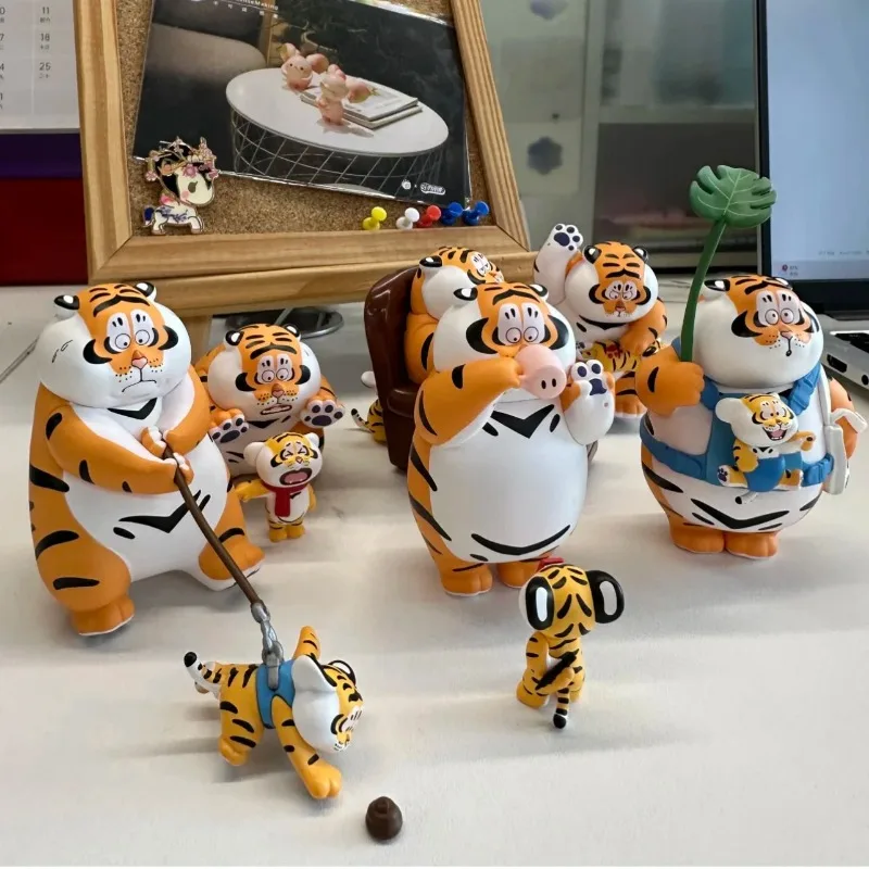 I'M Not A Fat Tiger The Father Is Kind and The Son Filial Serie Blind Box Toy Action Figure Car Desktop Decoration Surprise Gift