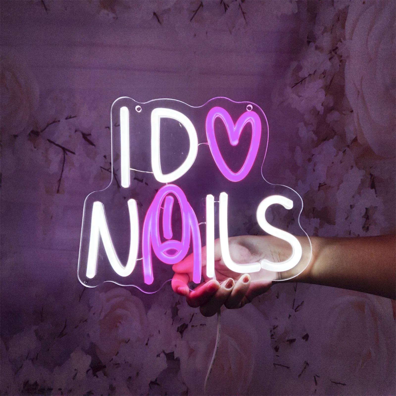 I Do Nails Lampada al neon Negozio di manicure a LED Luci al neon Appeso a parete USB Decorazione per unghie Luce Insegna aziendale Lampada al neon a LED