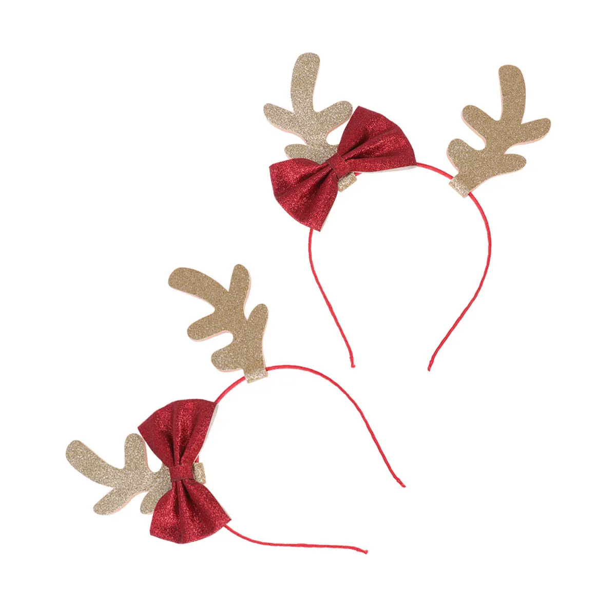 

2Pcs Kids Christmas Glitter Reindeer Antler Headband Bowknot Hair Hoop Party Hair Accessories Christmas Headband