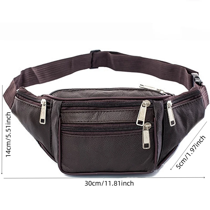 Genuine Leather Waist Bag Men Waist Pack Waist Bag Funny Pack Belt Bag Men Chain Waist Bag for Phone Pouch Mens Fanny Pack