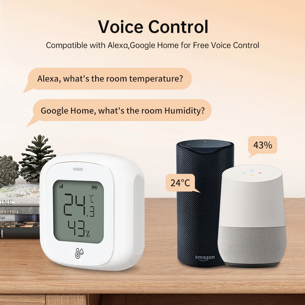 TNCE Tuya Temperature Humidity sensor WIFI Zigbee, Hygrometer Thermometer Monitor Detector, Support Smart Life Alexa Google Home