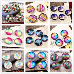 Hot Sale 20pcs 12mm Handmade Photo Glass Cabochons Nebula Colorful Pattern Dome DIY Findings for Earring Bracelet Blank Tray