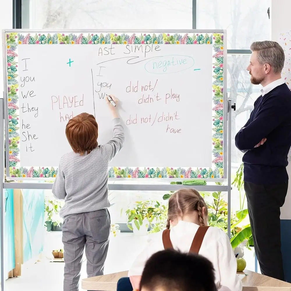 5m/10m Chalkboard Decorative Sticker Plant Flower Pattern Border Trim Decal Paper Craft Black Board Decors For Office Classroom