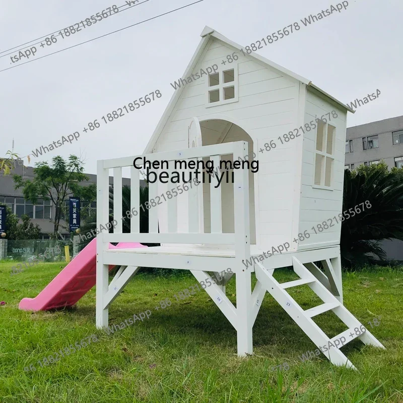 D178  Preservative wood chalet Outdoor assembly Children's toys Tree house game Kindergarten slide Movable wooden house