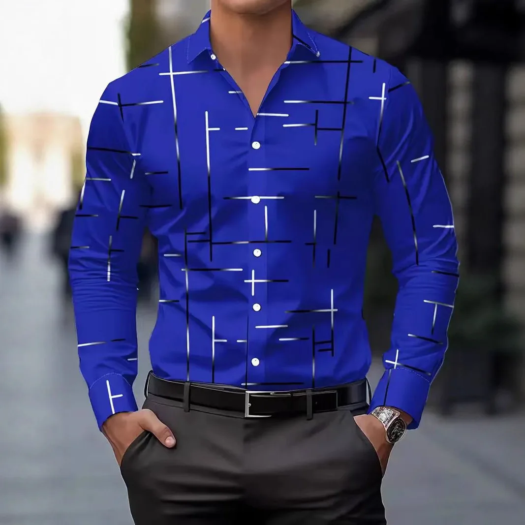 

Men's Long Sleeve Shirt Spring And Autumn Premium Line Design Business Casual Handsome Trend Printed Top