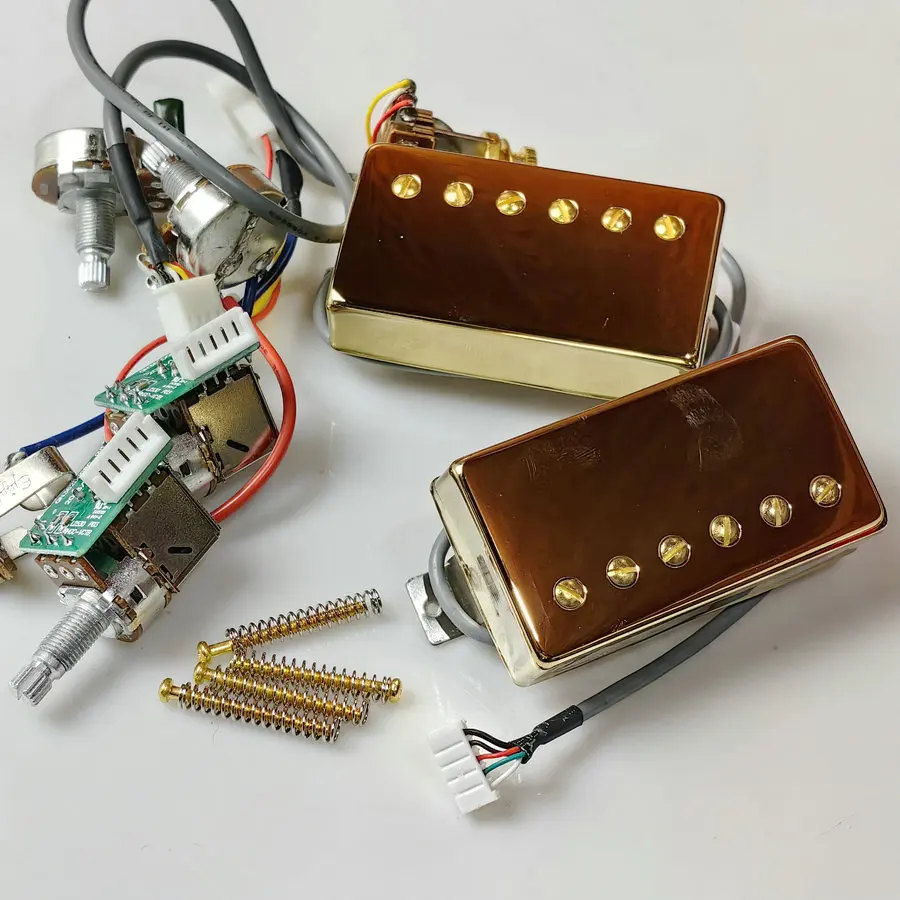 Guitar Pickup Alnico V Humbucker Pickups 498R 498T Series Set Golden Cover with Pro Wiring Harness Quick Connectors