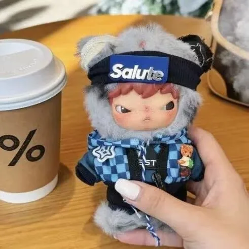 

Pilot Style Faux Leather Doll Jacket 17cm Fashion Dress Up Outfit for Hirono Plush Doll Only Clothes